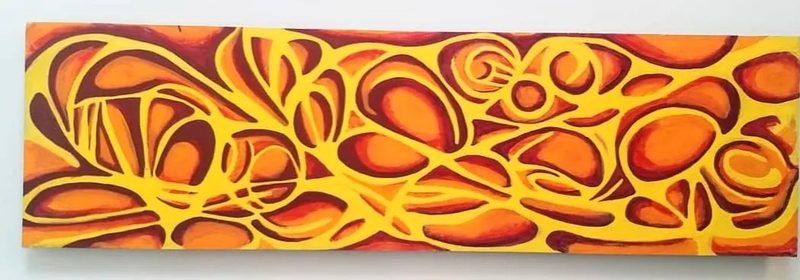 Aether, 2019, Acrylic on cement board with cedar backframe, 12 × 42 × 1 in.