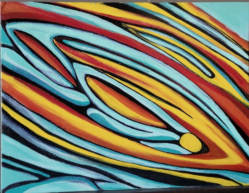 Core Collapse, 2019, Acrylic on panel, 18 × 24 × 1 in.