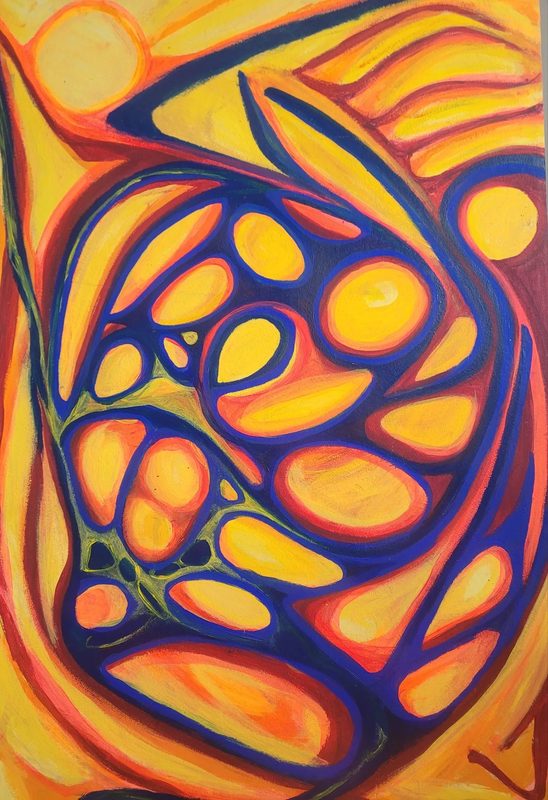 Nokomis, 2019, Acrylic on cement board, 44 × 27 × 1.25 in.