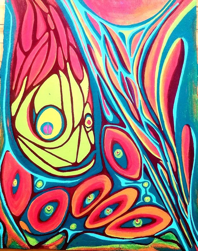 Water is Life, 2019, Acrylic on cement board, 32.5 × 25 × 1.25 in.